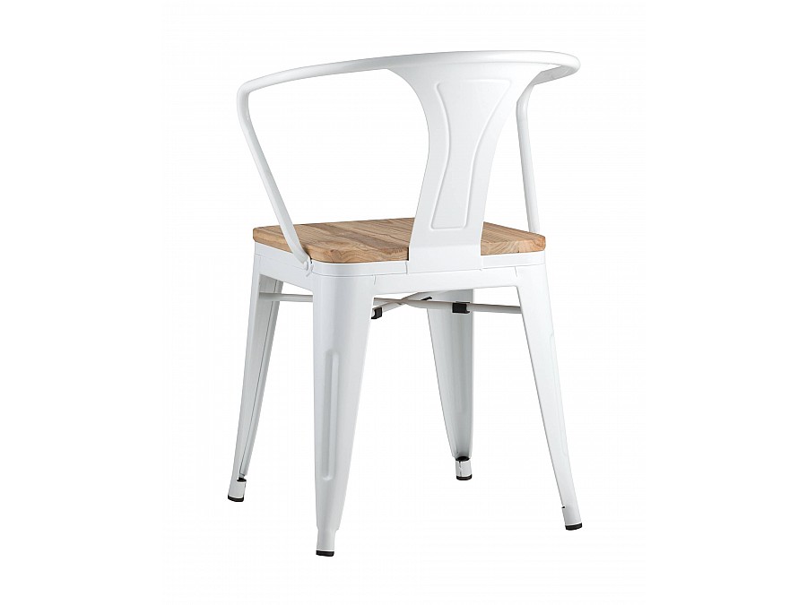 Стул TOLIX ARM WOOD с подлокотниками белый
