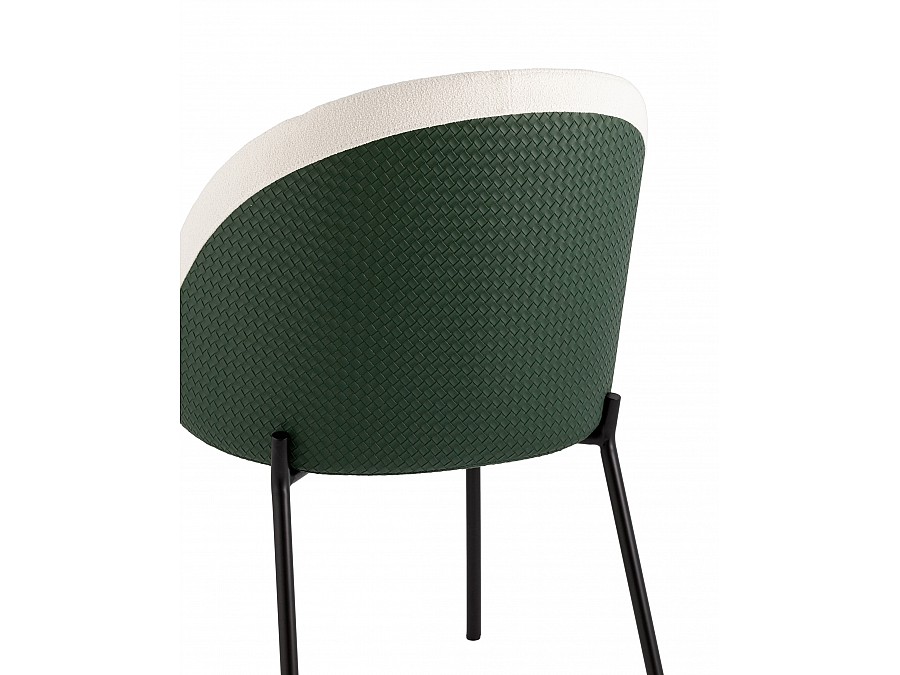 Стул обеденный Adelinde бежевый с зеленой экокожей