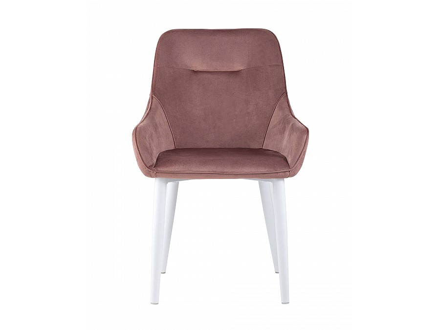 Стул Диана велюр пыльно-розовый ножки белые