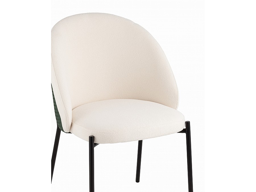 Стул обеденный Adelinde бежевый с зеленой экокожей