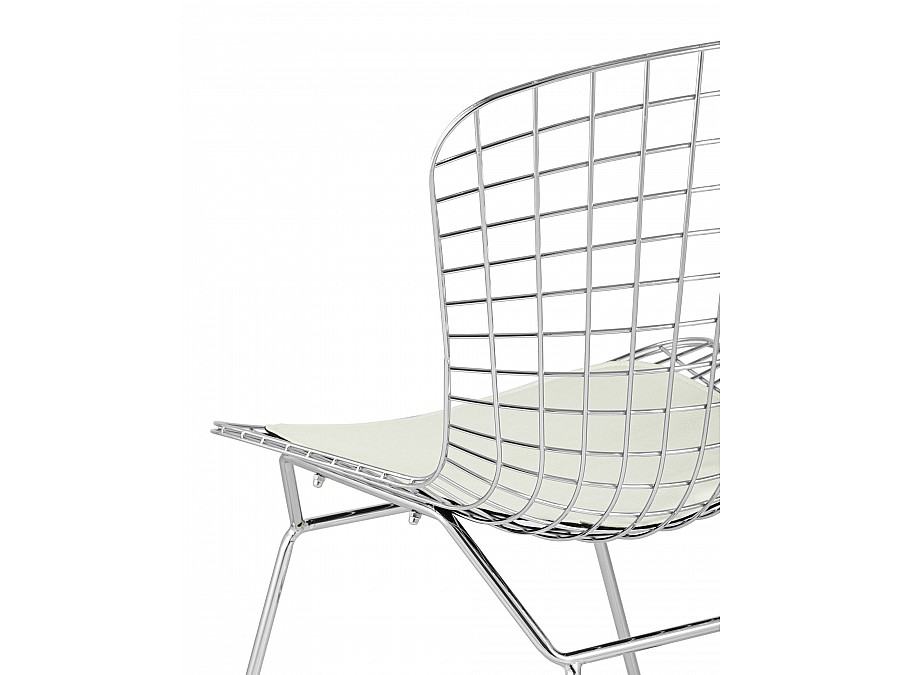 Стул обеденный Bertoia хромированный с белой подушкой