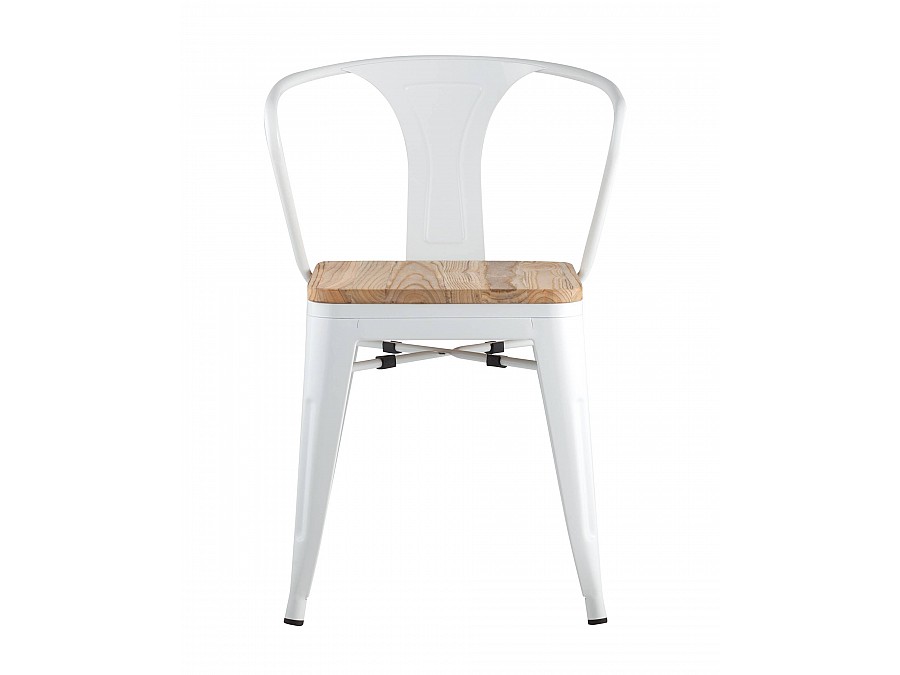 Стул TOLIX ARM WOOD с подлокотниками белый