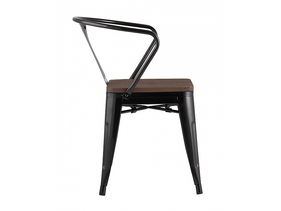 Стул TOLIX ARM WOOD с подлокотниками черный