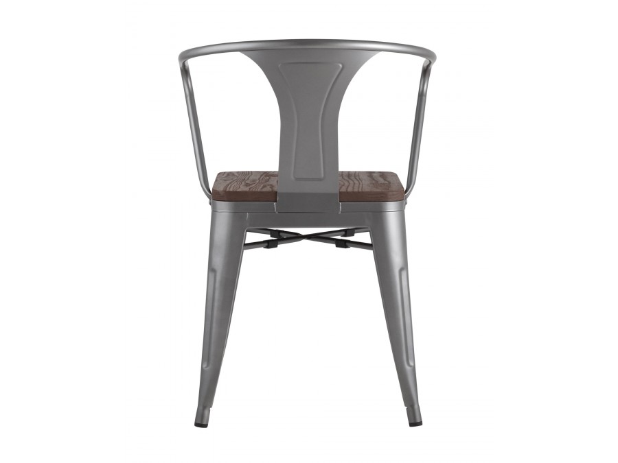 Стул TOLIX ARM WOOD с подлокотниками серебристый