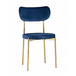 Стул Барбара велюр синий золотые ножки