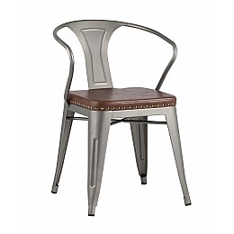 Стул TOLIX ARMS SOFT с подлокотниками серебристый