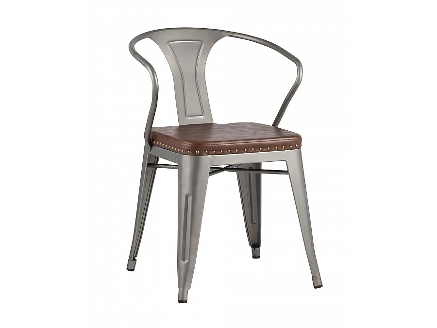 Стул TOLIX ARMS SOFT с подлокотниками серебристый