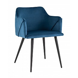 Стул с подлокотниками Джоэл велюр синий