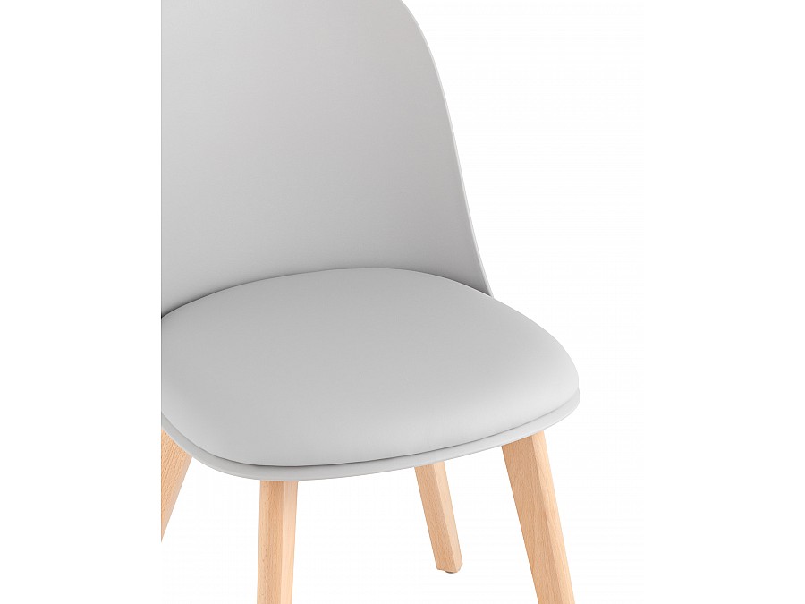 Стул Fog с подушкой светло-серый деревянные ножки