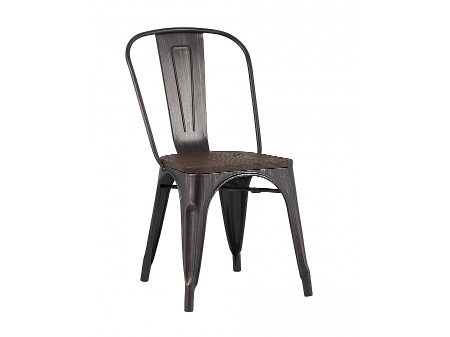 Стул TOLIX WOOD черный патина золото