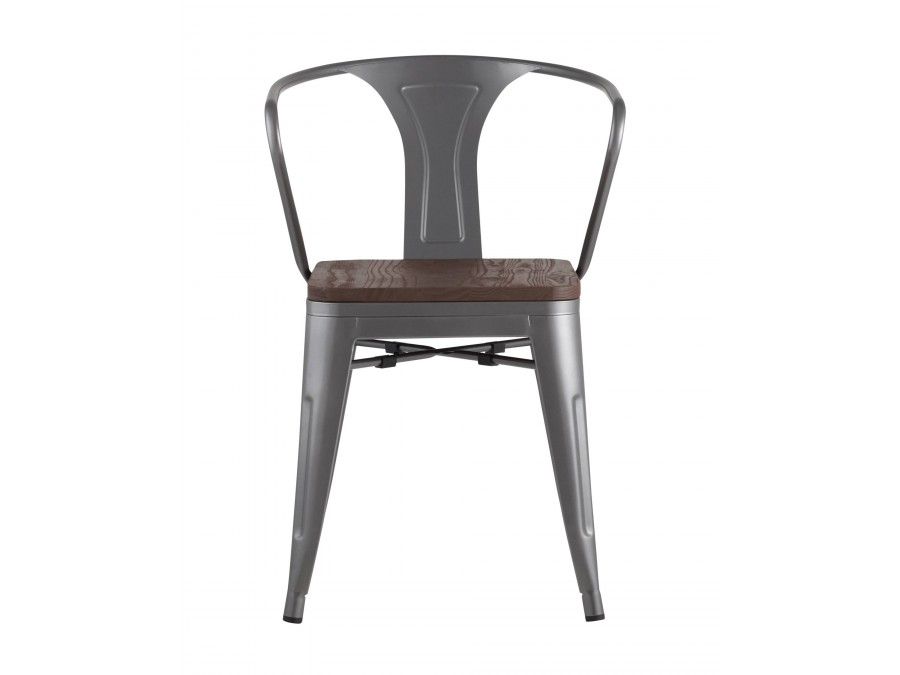 Стул TOLIX ARM WOOD с подлокотниками серебристый