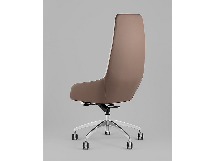 Кресло руководителя TopChairs Soulo светло-серый, коричневый