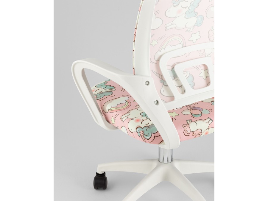 Кресло офисное TopChairs Simple SN Junior принт Unicorns пластик белый