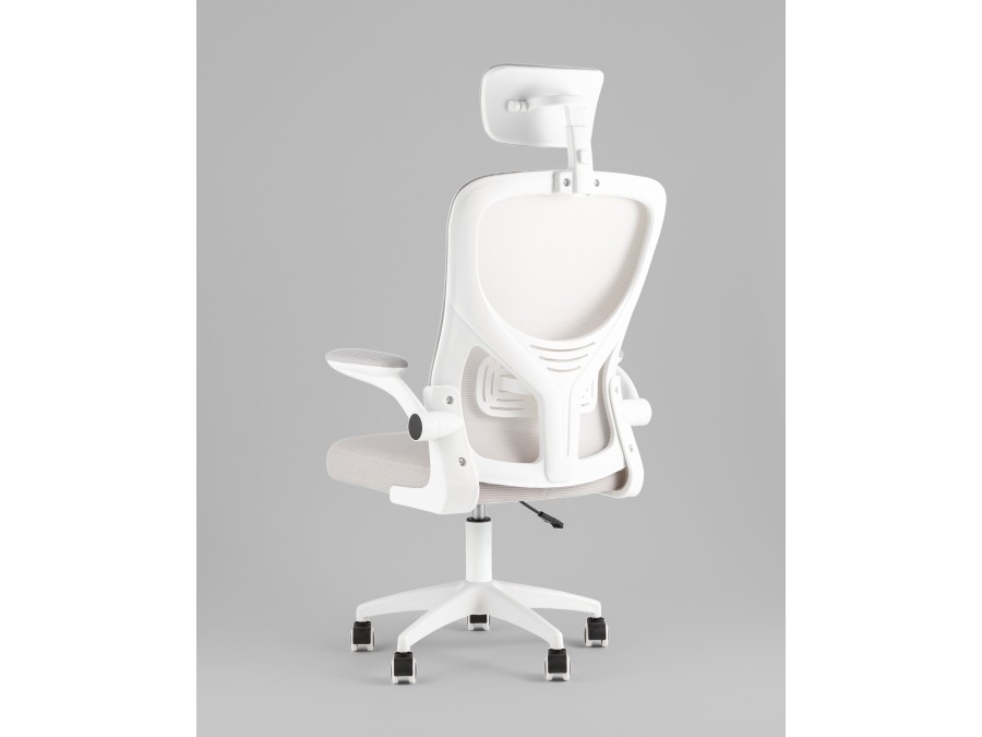 Кресло офисное TopChairs Core серый с подголовником пластик белый