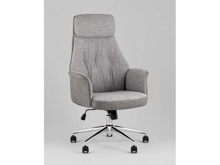 Кресло офисное TopChairs Neoma светло-серый экокожа ткань