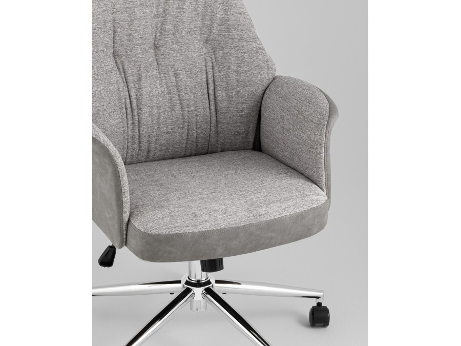 Кресло офисное TopChairs Neoma светло-серый экокожа ткань