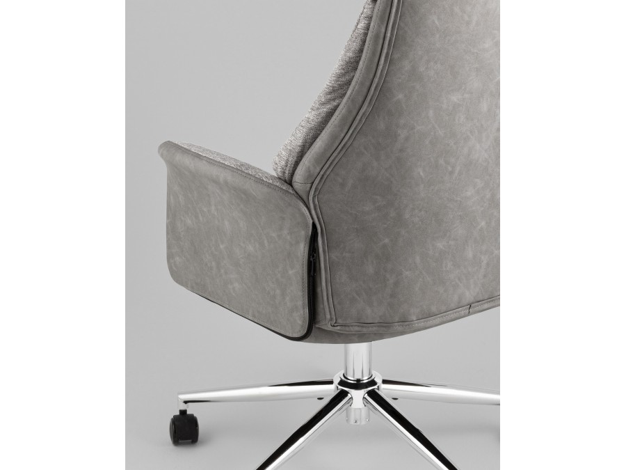 Кресло офисное TopChairs Neoma светло-серый экокожа ткань