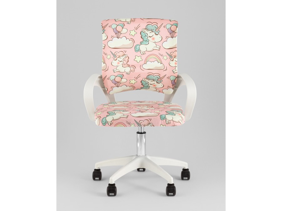 Кресло офисное TopChairs Simple SN Junior принт Unicorns пластик белый