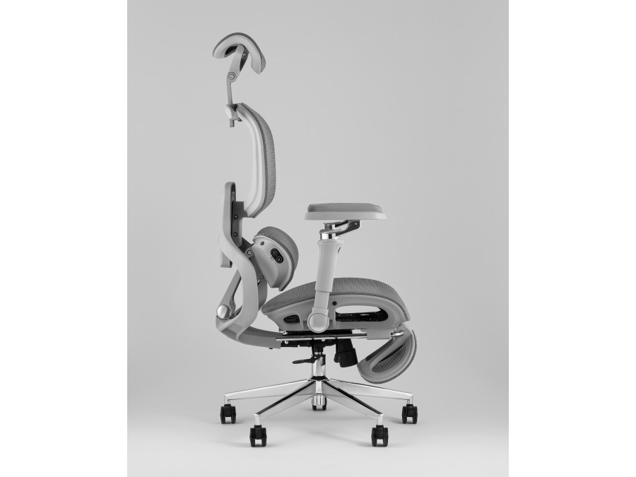 Кресло офисное TopChairs Prodigy с оттоманкой серый