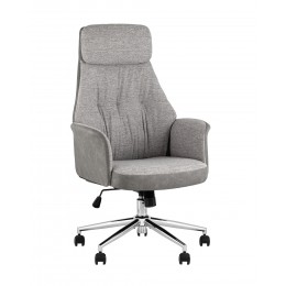 Кресло офисное TopChairs Neoma светло-серый экокожа ткань