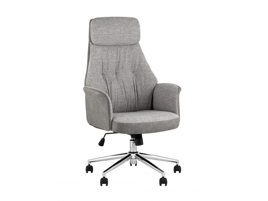 Кресло офисное TopChairs Neoma светло-серый экокожа ткань