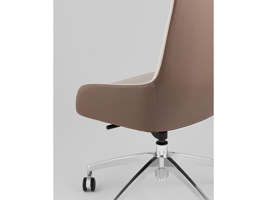 Кресло руководителя TopChairs Soulo светло-серый, коричневый