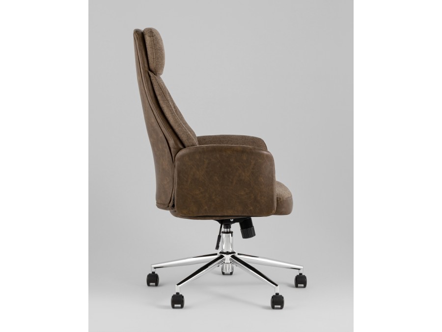 Кресло офисное TopChairs Neoma коричневый экокожа ткань