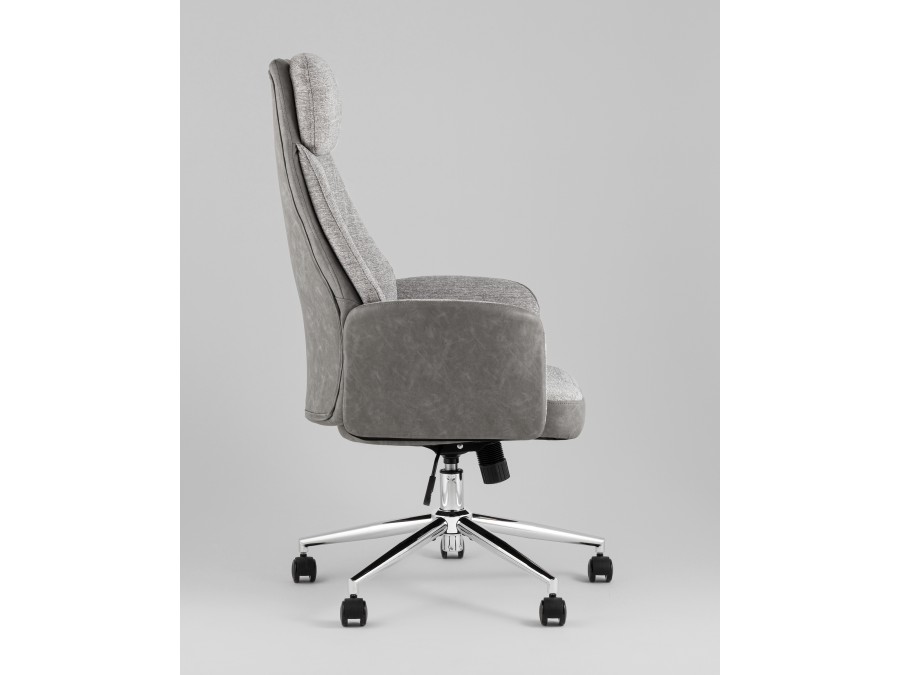 Кресло офисное TopChairs Neoma светло-серый экокожа ткань