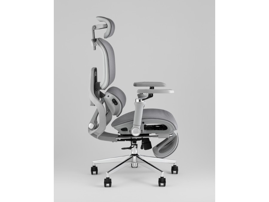 Кресло офисное TopChairs Prodigy с оттоманкой серый