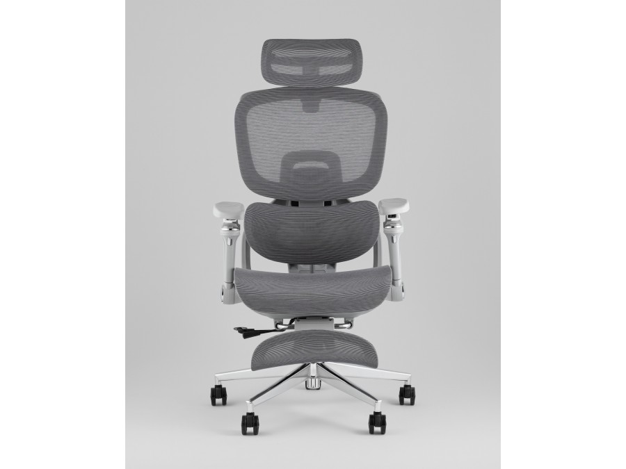 Кресло офисное TopChairs Prodigy с оттоманкой серый