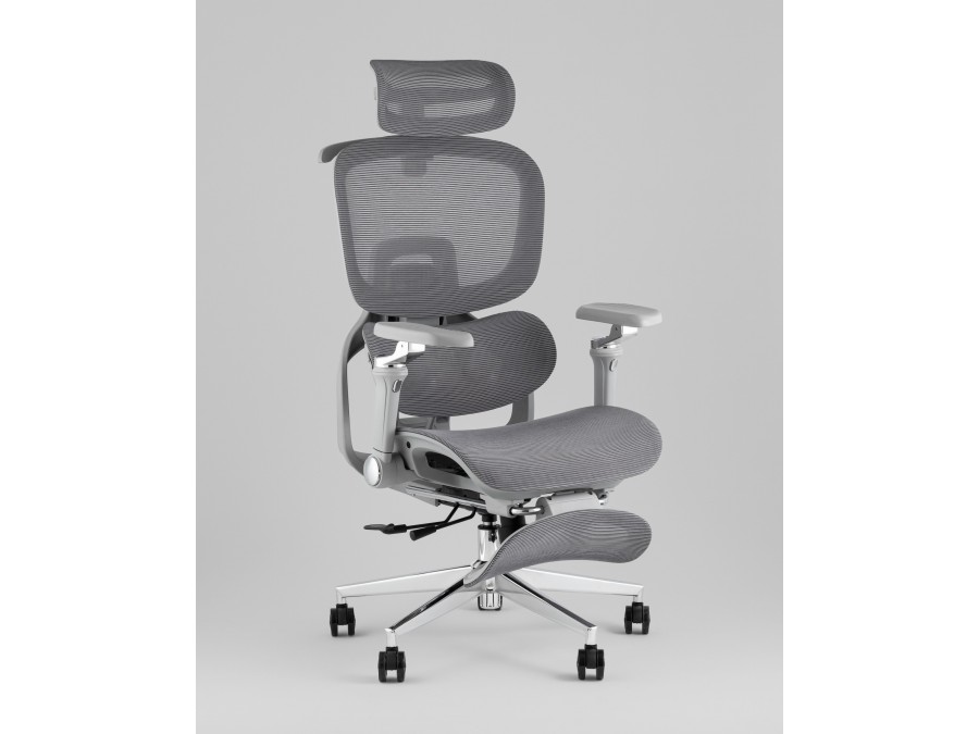 Кресло офисное TopChairs Prodigy с оттоманкой серый