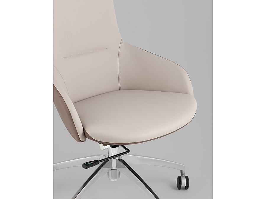 Кресло офисное TopChairs Soulo светло-серый, коричневый