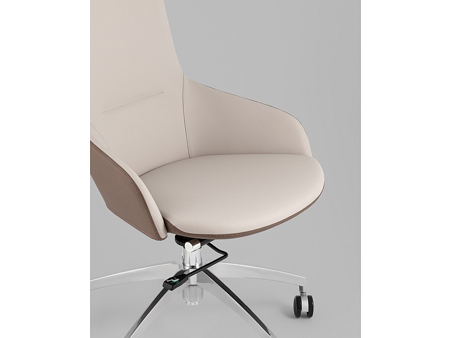 Кресло руководителя TopChairs Soulo светло-серый, коричневый