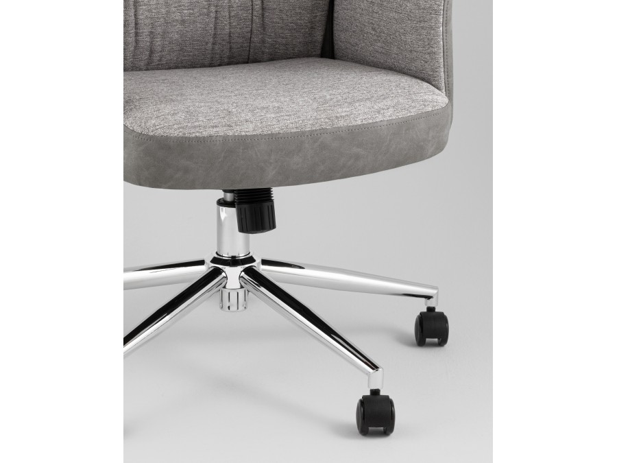 Кресло офисное TopChairs Neoma светло-серый экокожа ткань