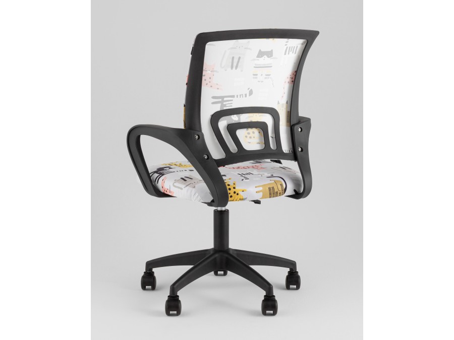 Кресло офисное TopChairs Simple SN Junior принт Blue Cats пластик черный