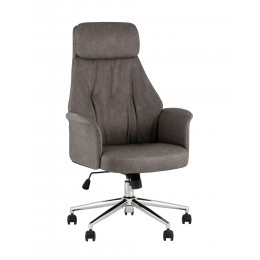 Кресло офисное TopChairs Neoma серый экокожа