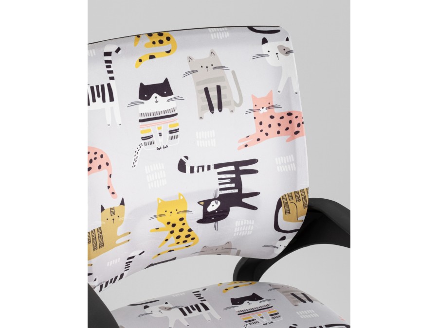 Кресло офисное TopChairs Simple SN Junior принт Blue Cats пластик черный