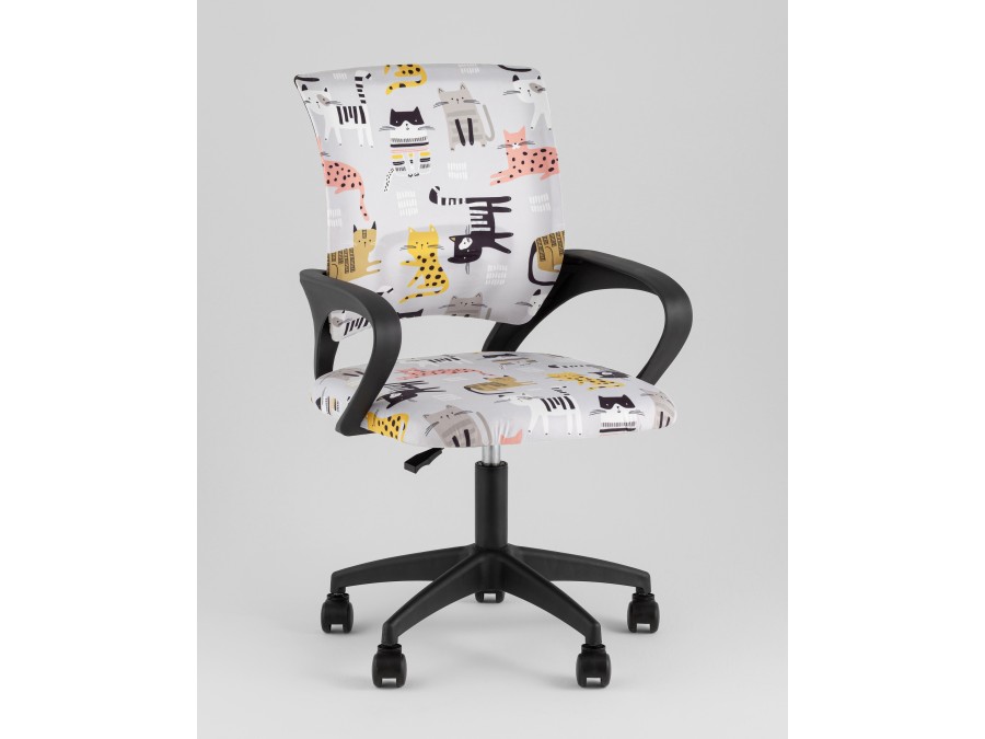 Кресло офисное TopChairs Simple SN Junior принт Blue Cats пластик черный