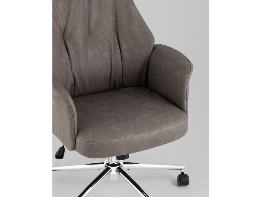 Кресло офисное TopChairs Neoma серый экокожа