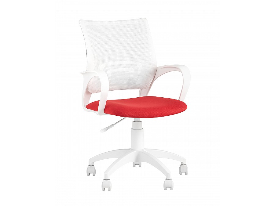 Кресло офисное TopChairs ST-BASIC-W красная ткань крестовина белый пластик