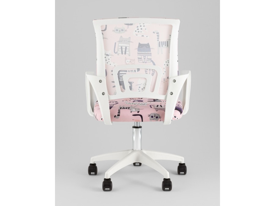 Кресло офисное TopChairs Simple SN Junior принт Pink Cats пластик белый