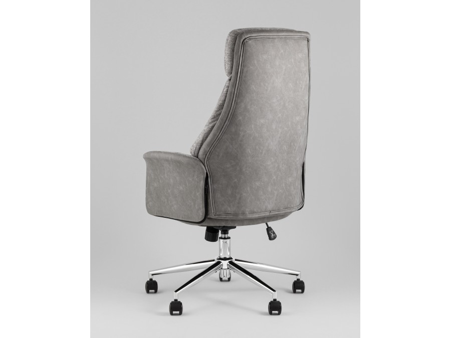 Кресло офисное TopChairs Neoma светло-серый экокожа ткань