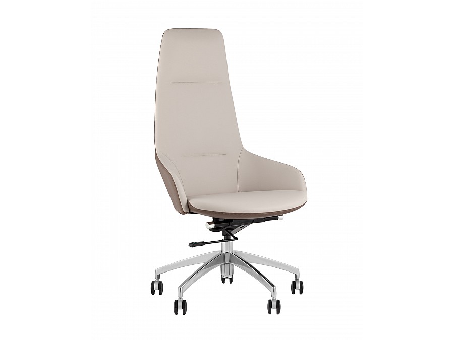 Кресло руководителя TopChairs Soulo светло-серый, коричневый