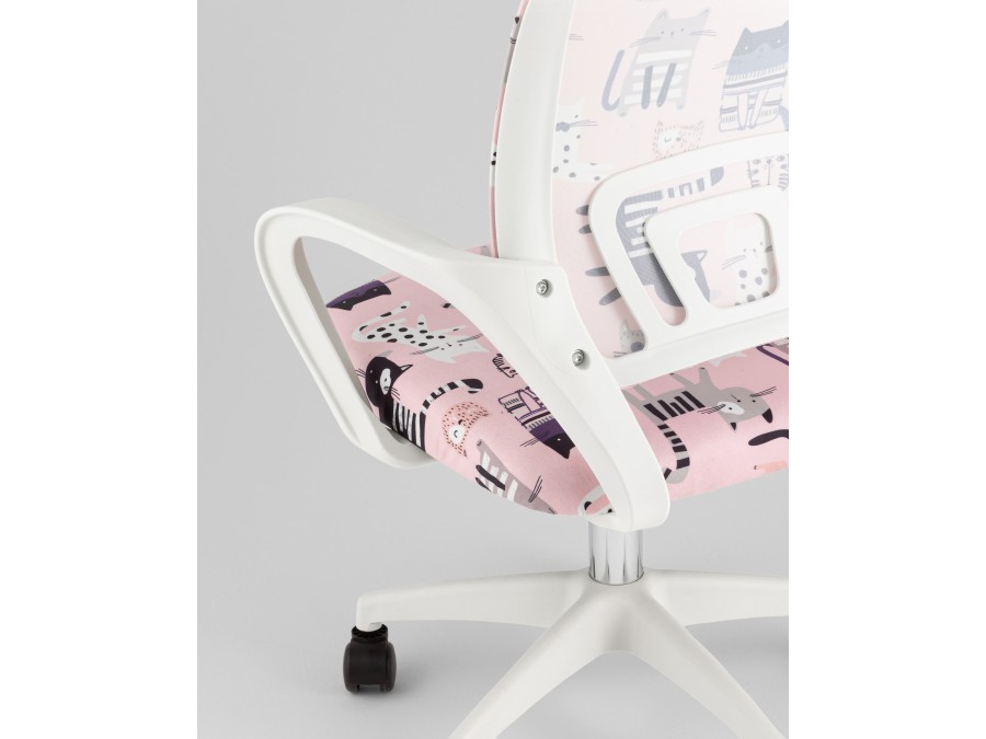 Кресло офисное TopChairs Simple SN Junior принт Pink Cats пластик белый