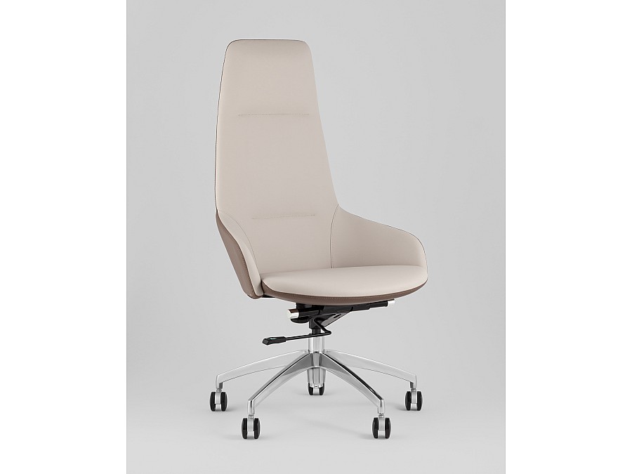 Кресло руководителя TopChairs Soulo светло-серый, коричневый