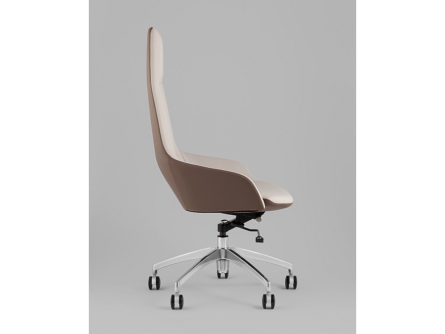 Кресло руководителя TopChairs Soulo светло-серый, коричневый