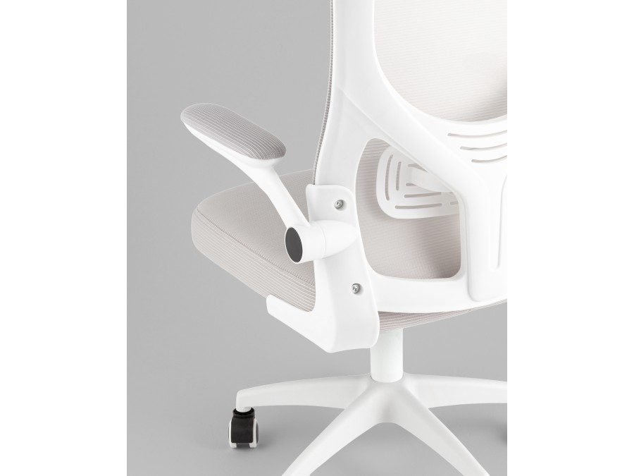 Кресло офисное TopChairs Core серый с подголовником пластик белый