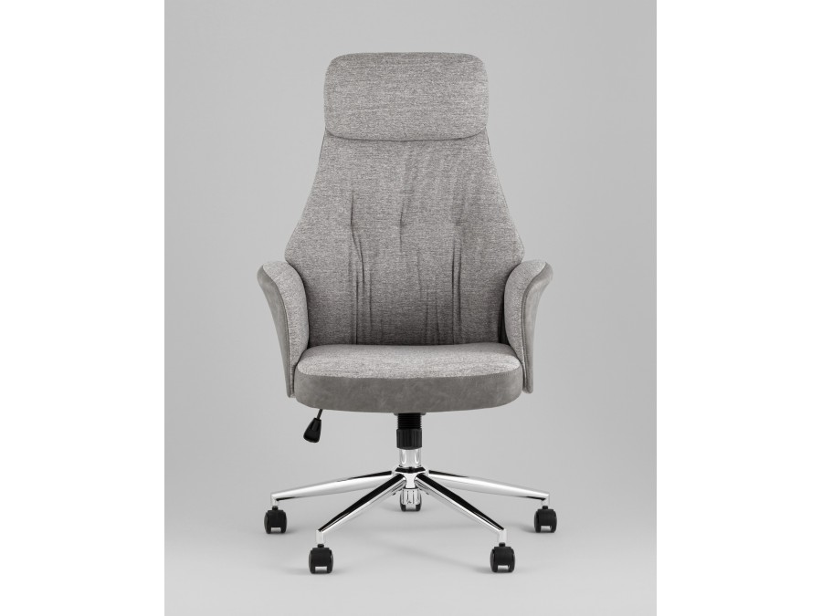 Кресло офисное TopChairs Neoma светло-серый экокожа ткань