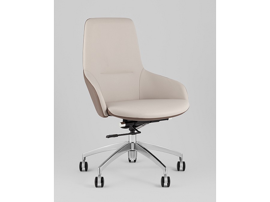 Кресло офисное TopChairs Soulo светло-серый, коричневый