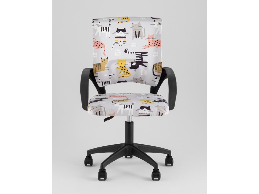 Кресло офисное TopChairs Simple SN Junior принт Blue Cats пластик черный